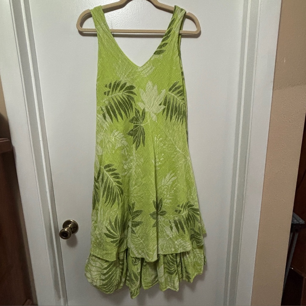 100% Cotton Cherishh Made in Italy Size Medium tank Dress With Tiered Hem Green - Picture 2 of 9
